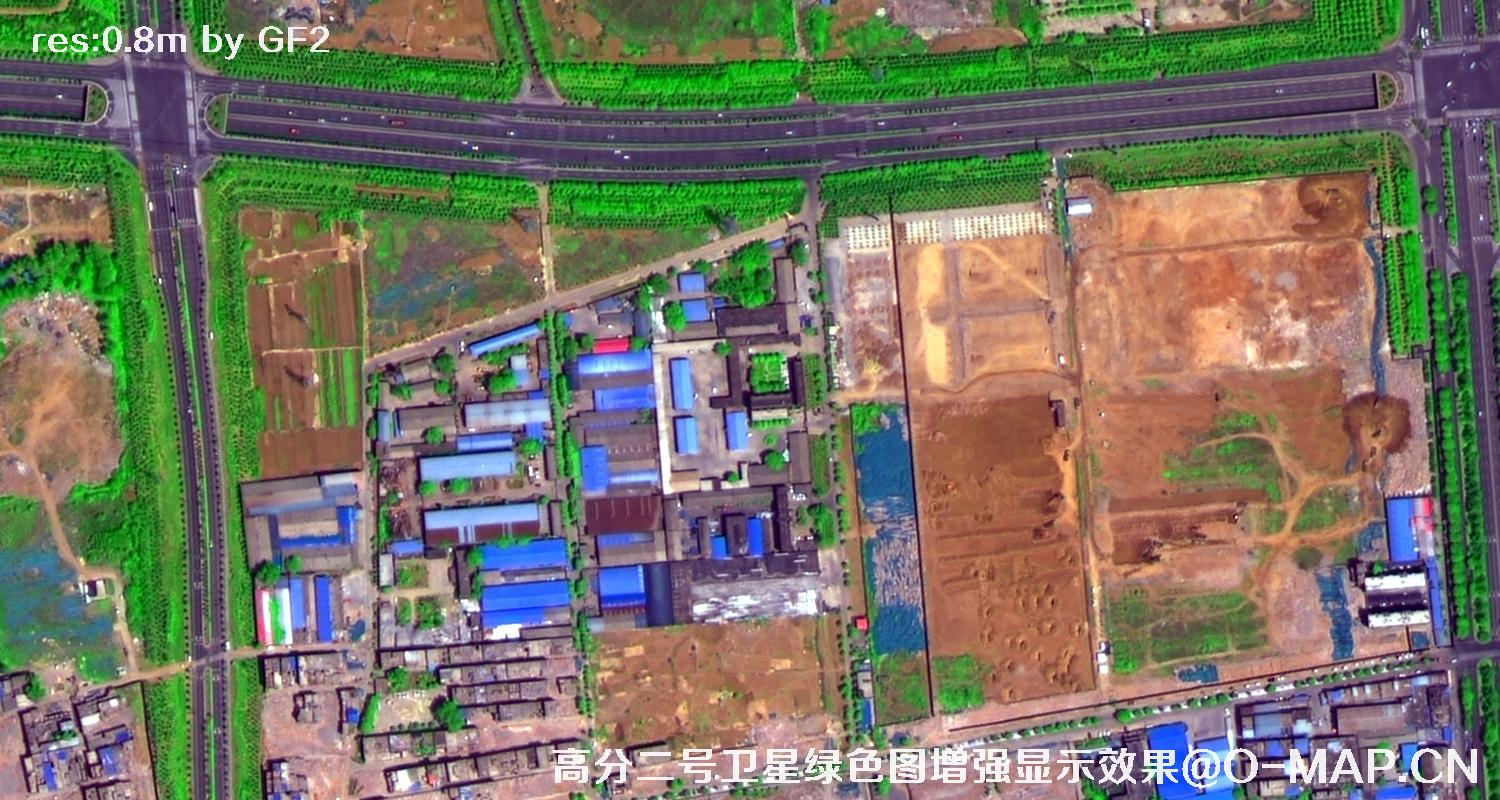 高分二号卫星图像绿色增强现实效果