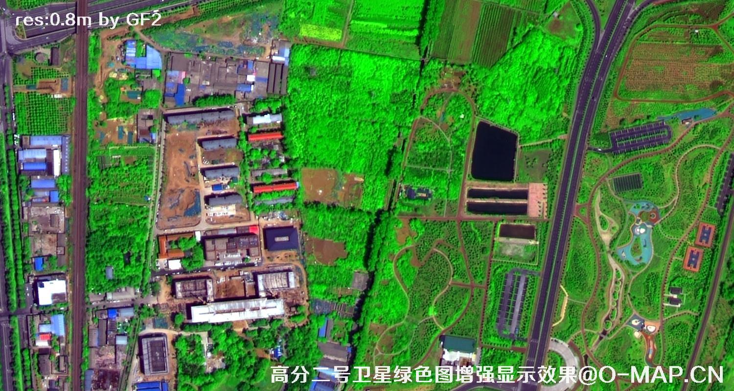 高分二号卫星图像绿色增强现实效果