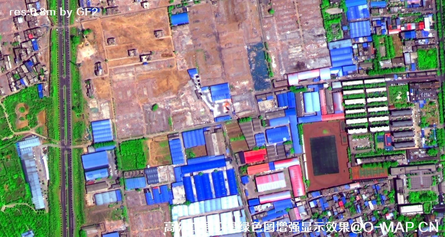 高分二号卫星图像绿色增强现实效果