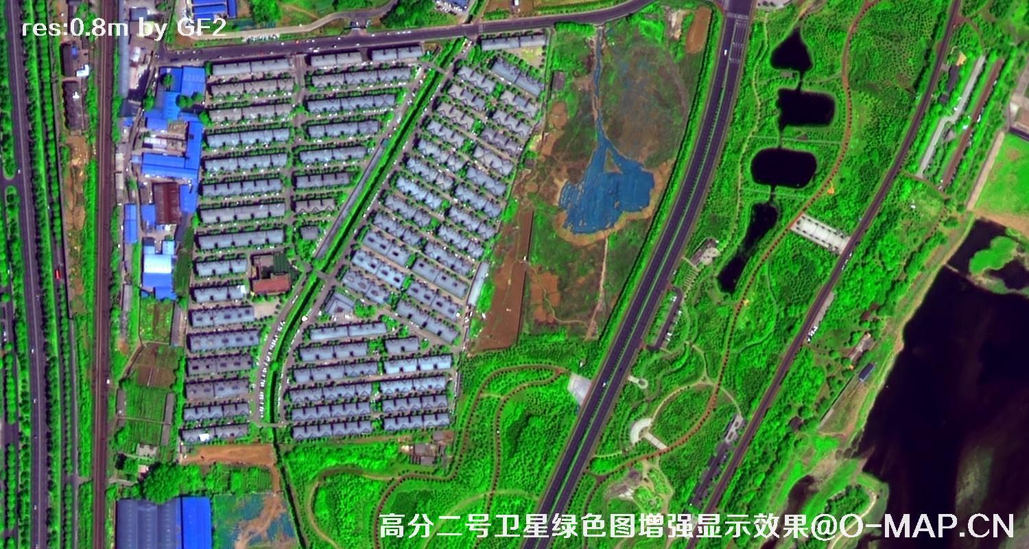 高分二号卫星图像绿色增强现实效果