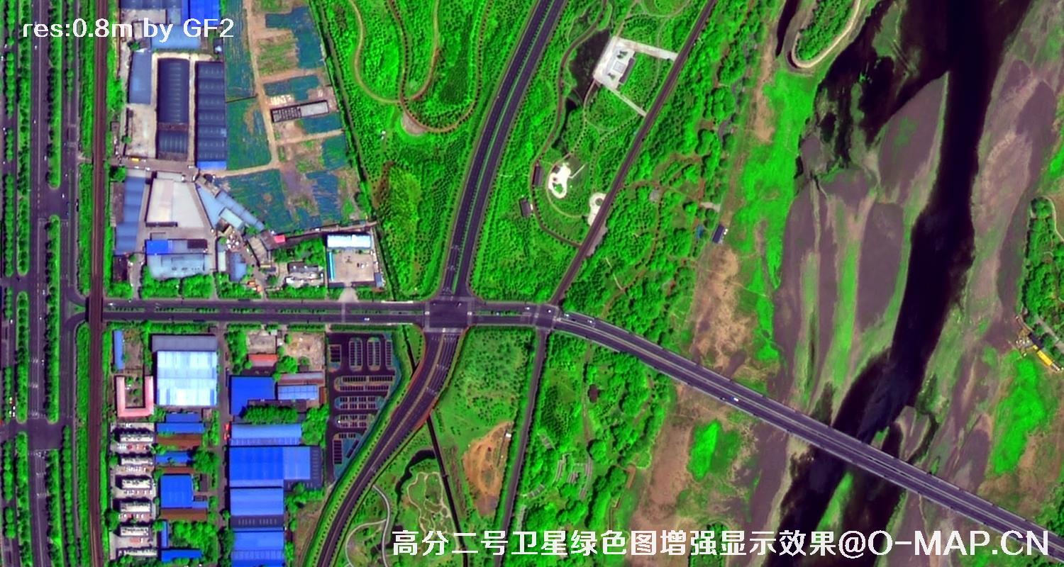 高分二号卫星图像绿色增强现实效果
