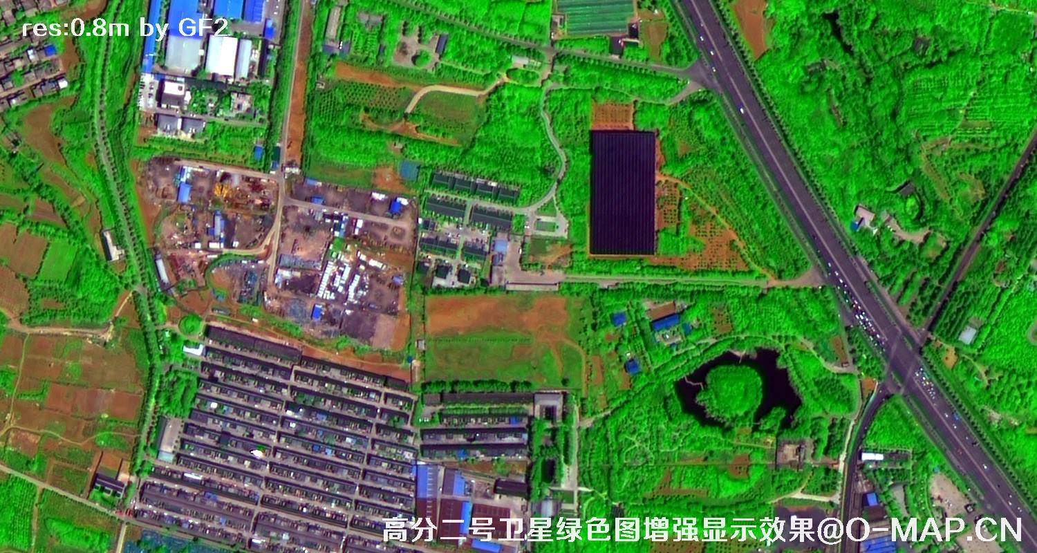 高分二号卫星图像绿色增强现实效果