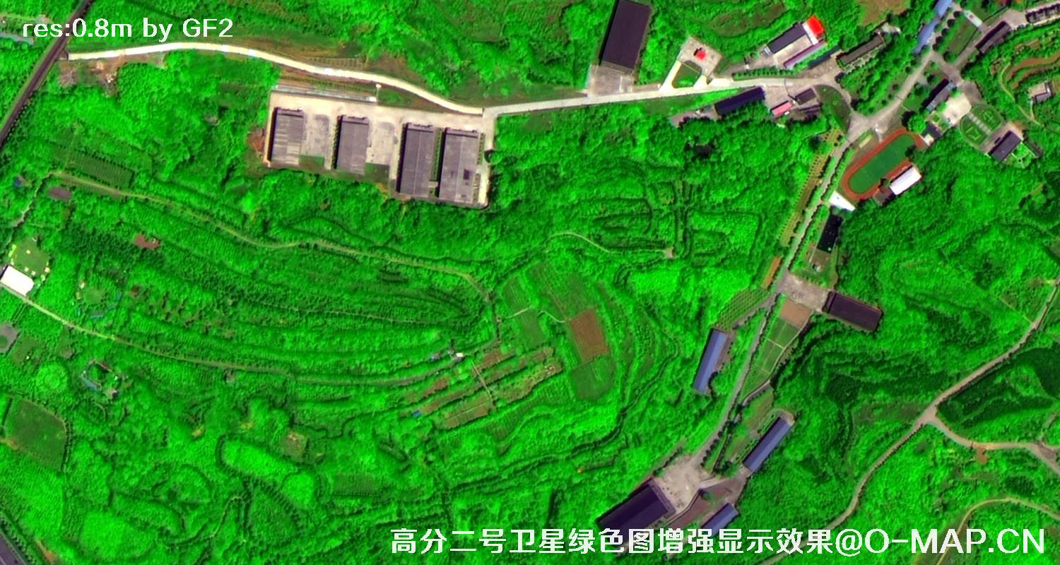 高分二号卫星图像绿色增强现实效果