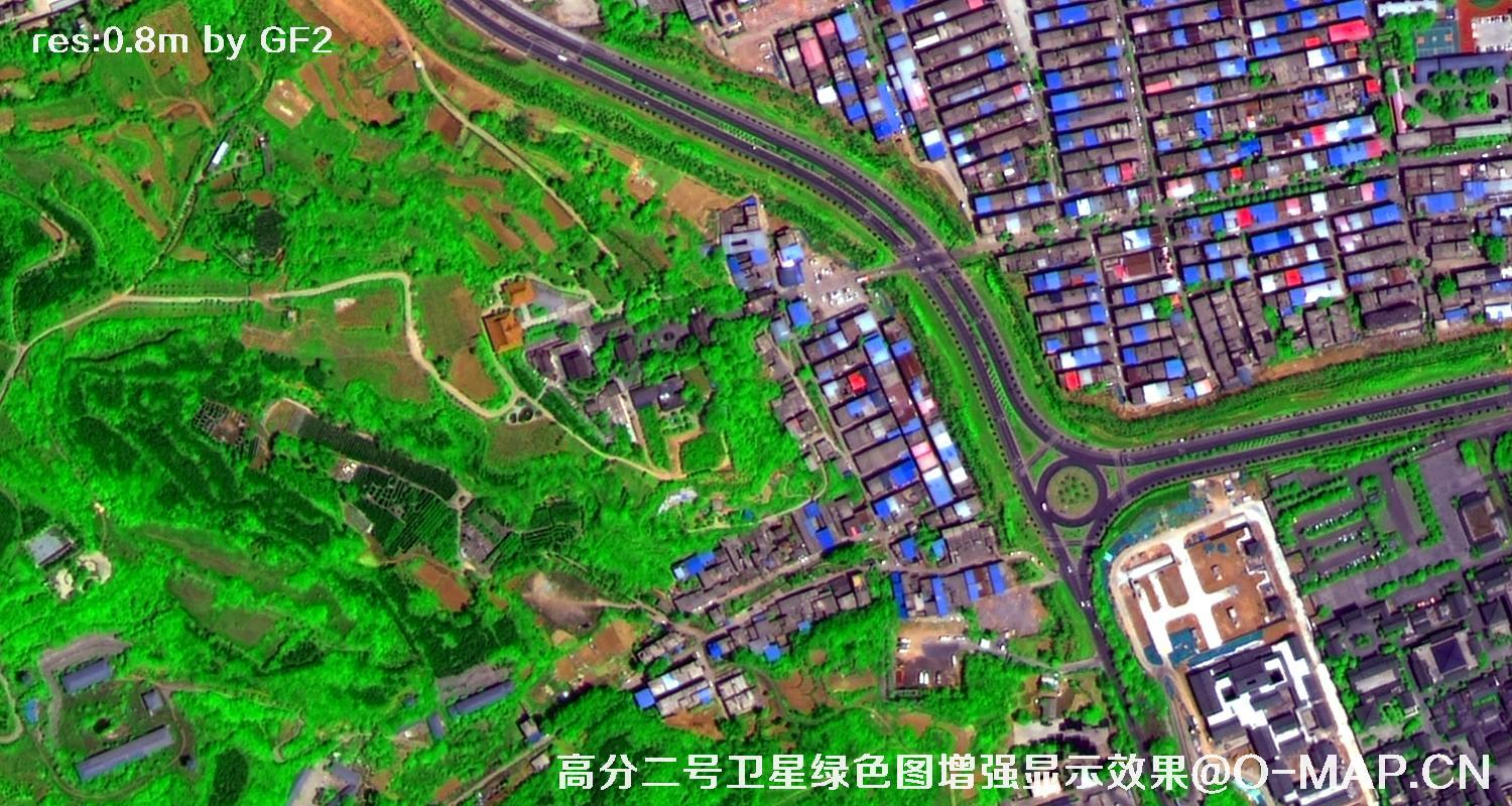 高分二号卫星图像绿色增强现实效果
