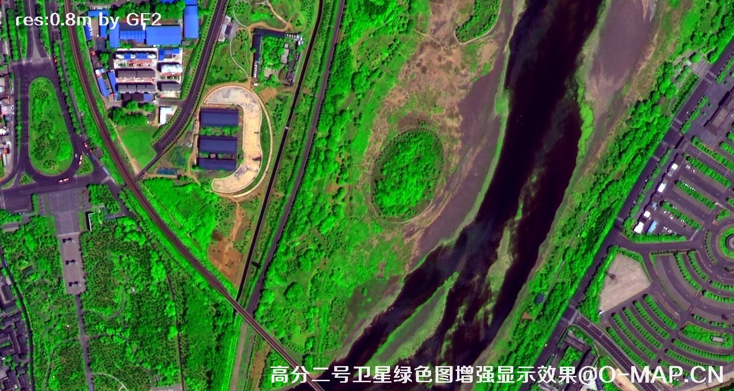 高分二号卫星图像绿色增强现实效果
