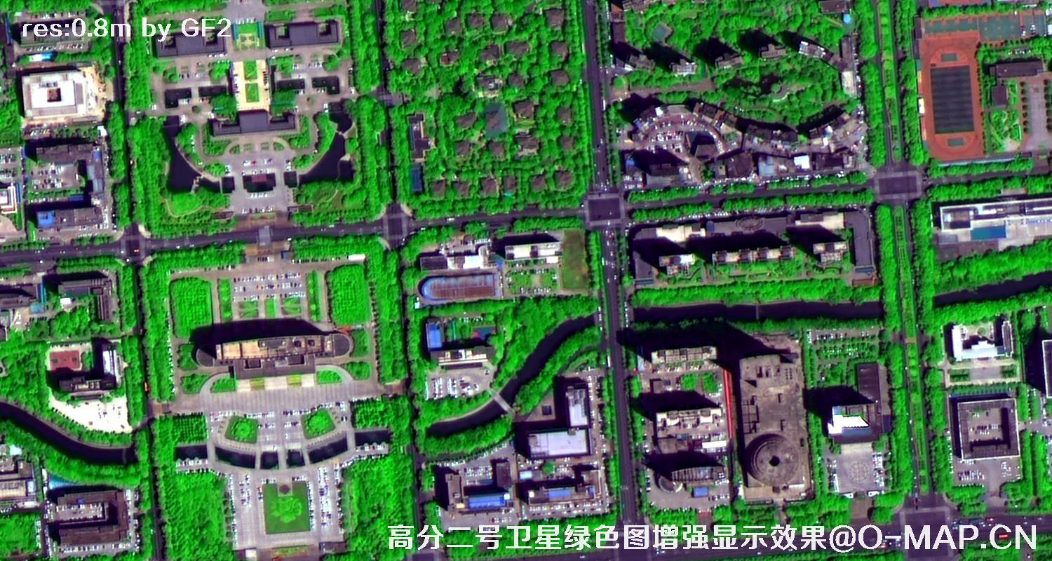 高分二号卫星图像绿色增强现实效果