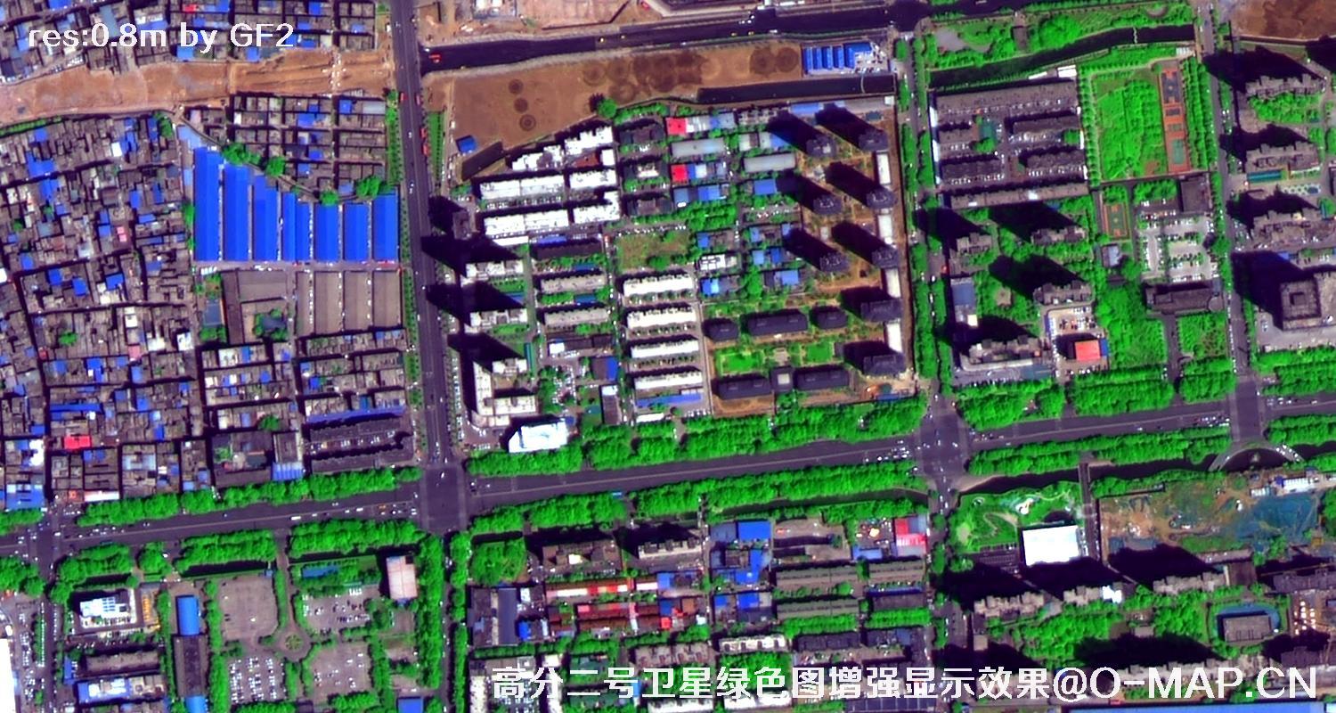 高分二号卫星图像绿色增强现实效果