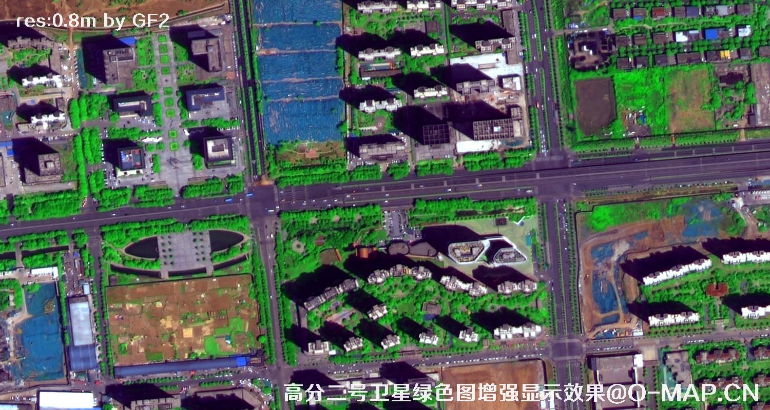 高分二号卫星图像绿色增强现实效果