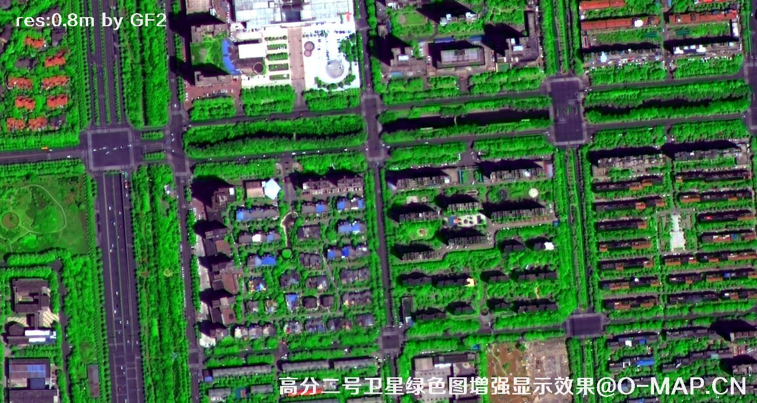 高分二号卫星图像绿色增强现实效果