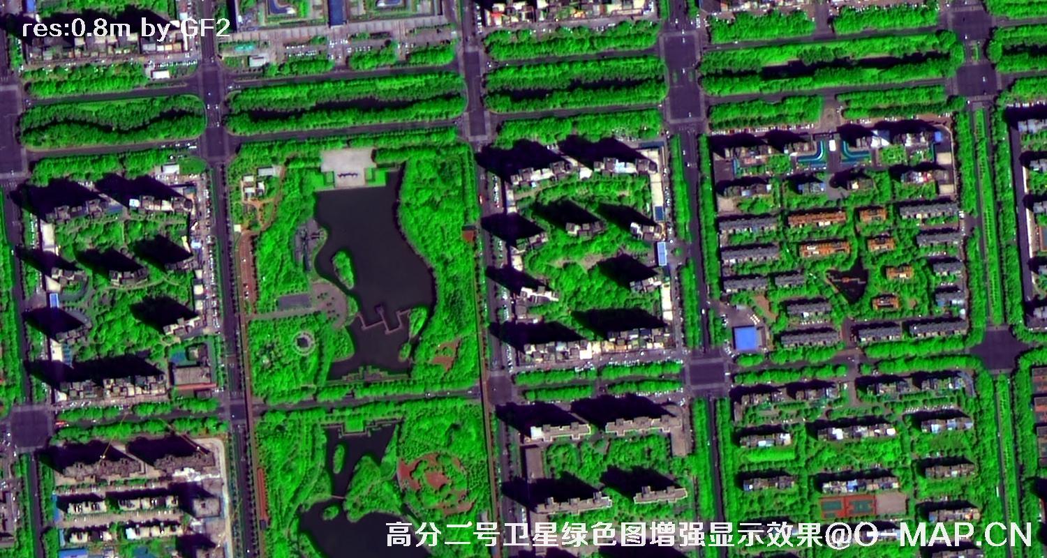 高分二号卫星图像绿色增强现实效果