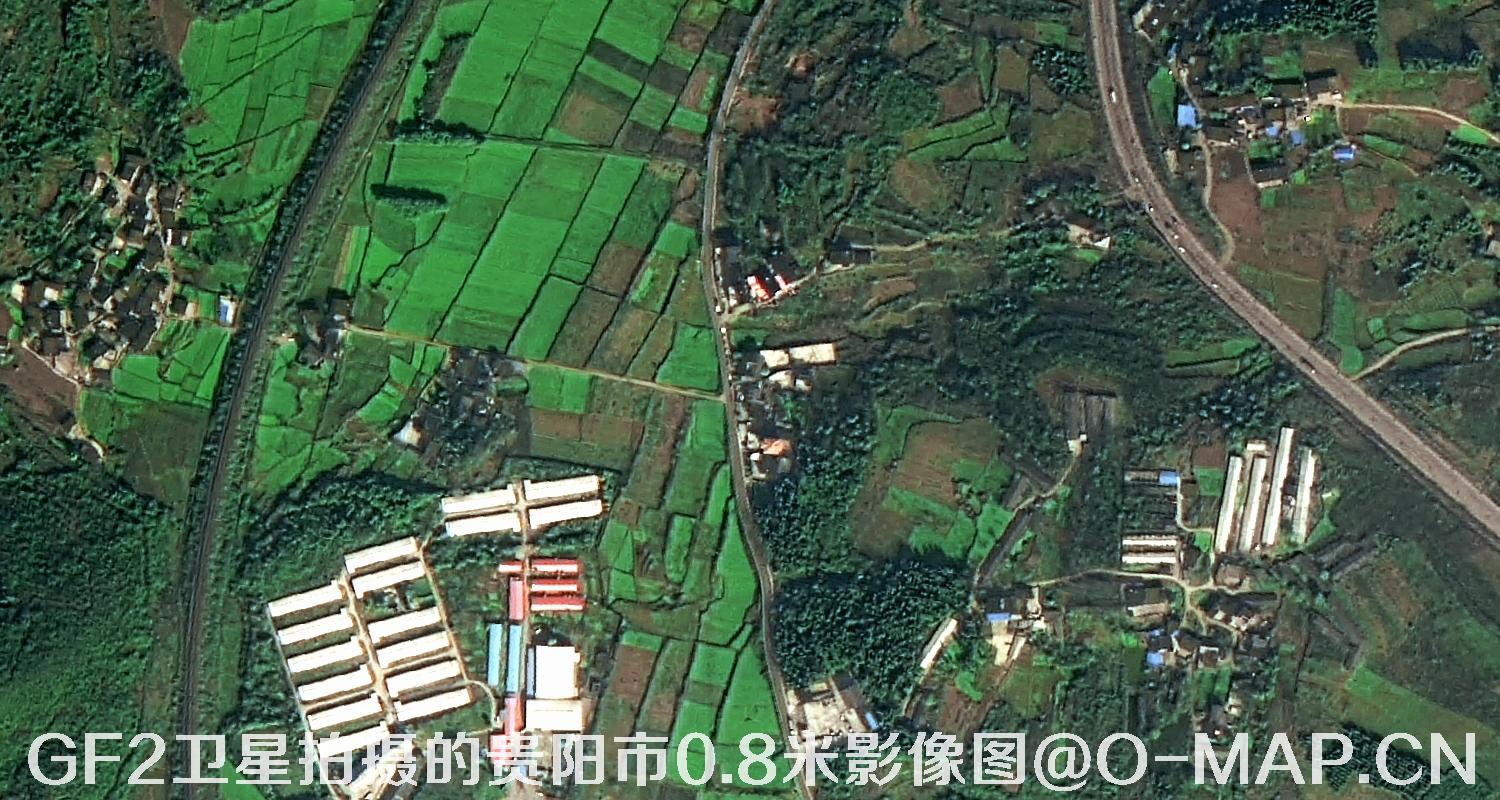 高分二号卫星拍摄的贵阳市0.8米分辨率影像图