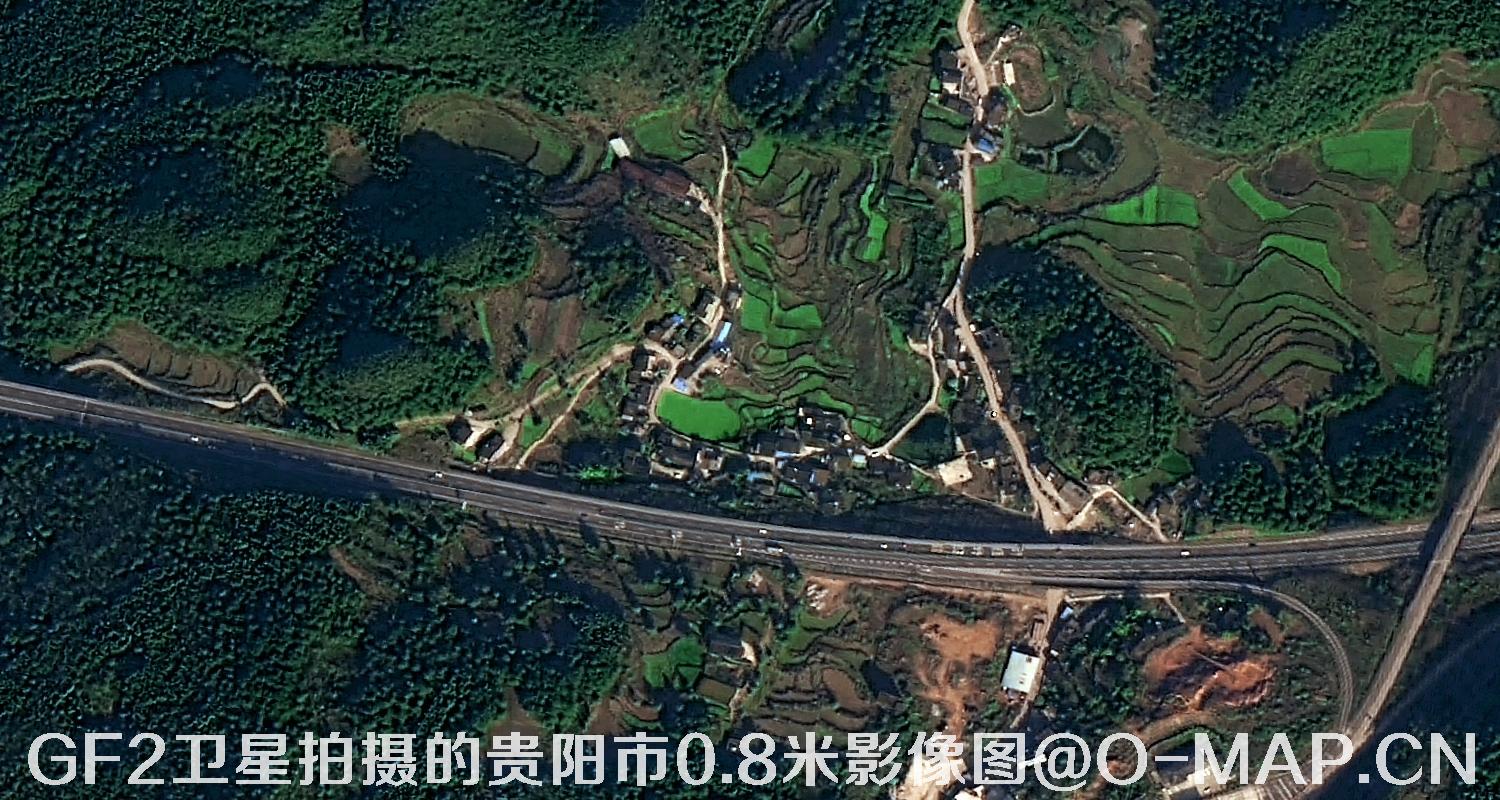高分二号卫星拍摄的贵阳市0.8米分辨率影像图