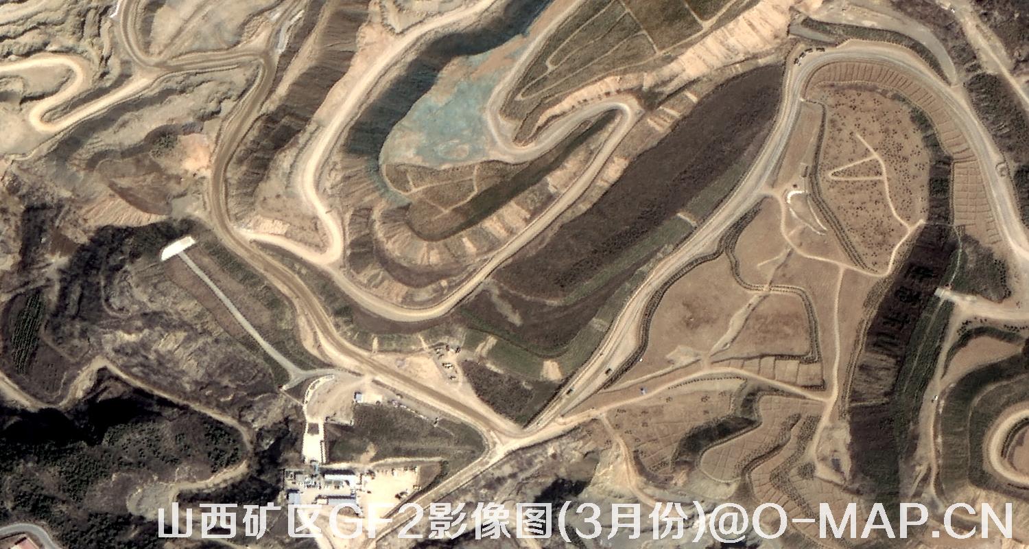 高分二号卫星拍摄的山西矿区影像图(3月份植被呈褐色)