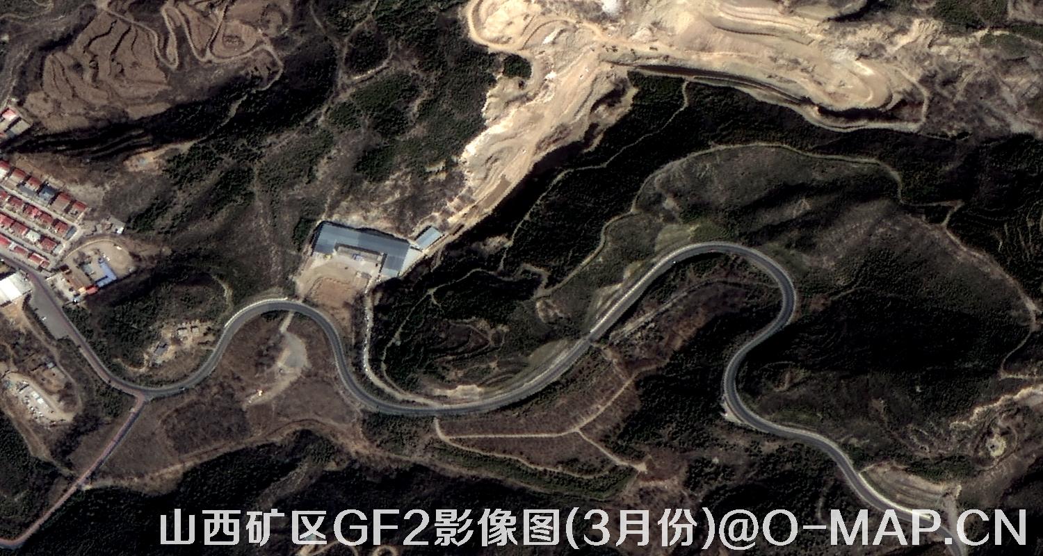 高分二号卫星拍摄的山西矿区影像图(3月份植被呈褐色)
