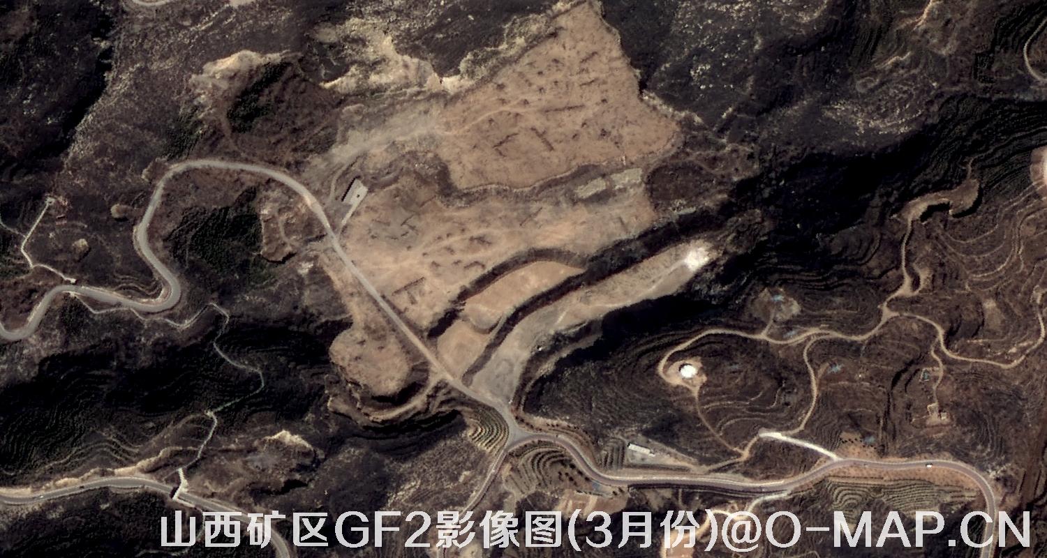 高分二号卫星拍摄的山西矿区影像图(3月份植被呈褐色)