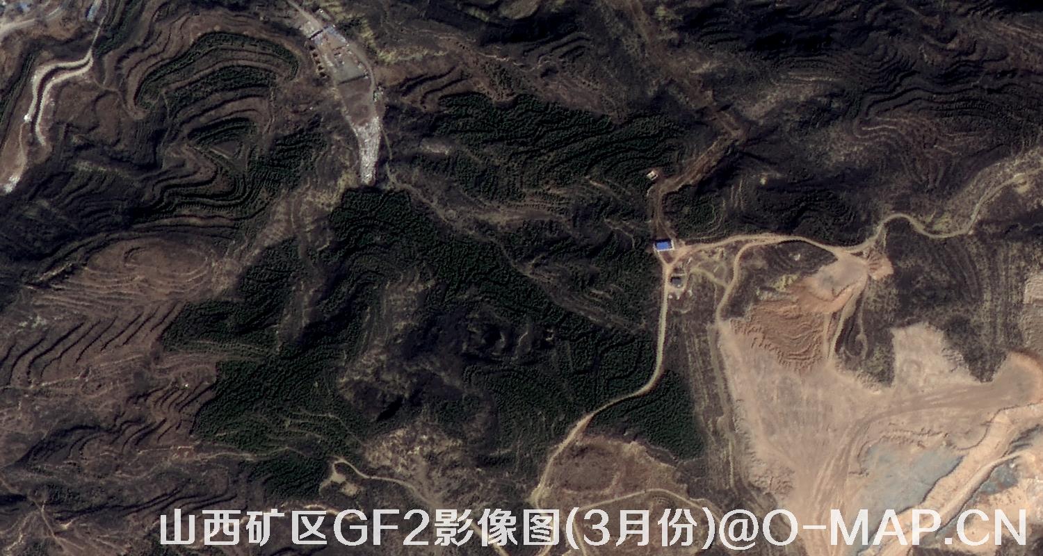 高分二号卫星拍摄的山西矿区影像图(3月份植被呈褐色)