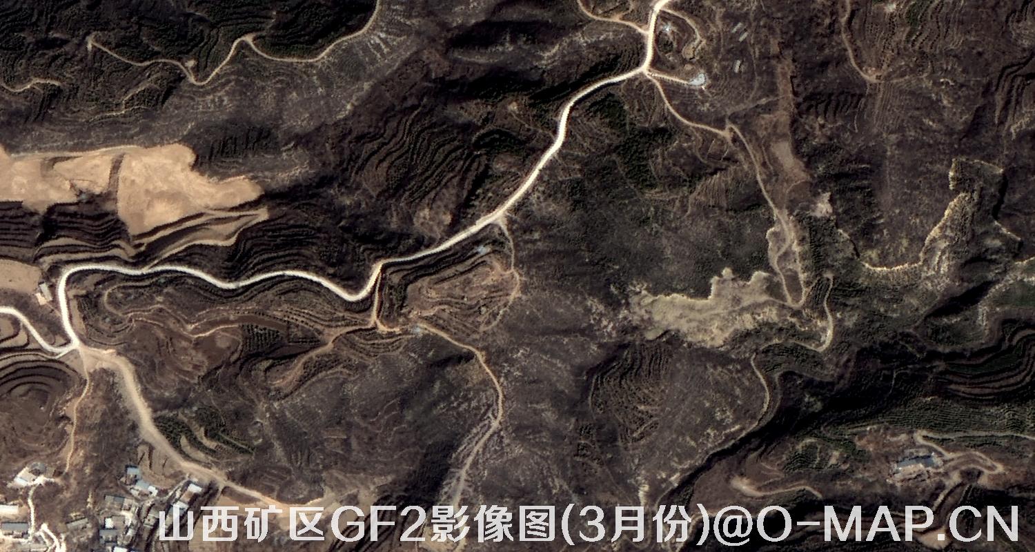 高分二号卫星拍摄的山西矿区影像图(3月份植被呈褐色)