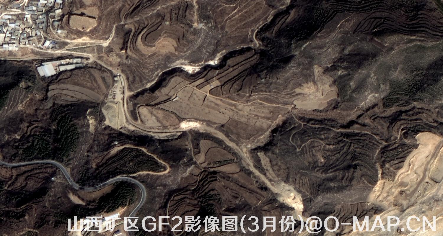 高分二号卫星拍摄的山西矿区影像图(3月份植被呈褐色)