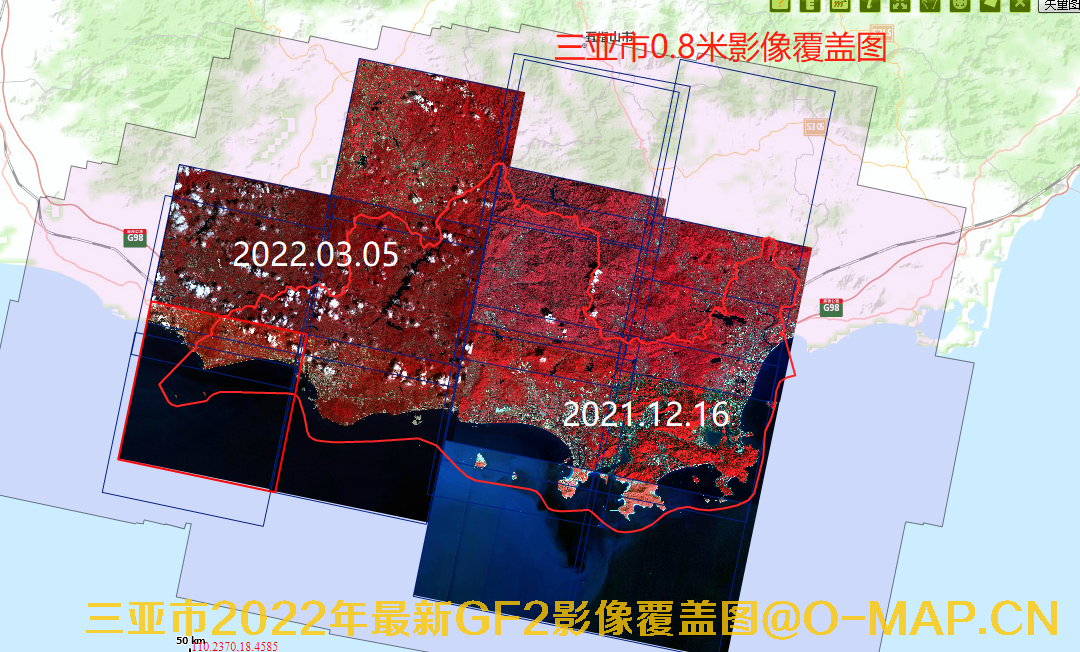 海南省三亚市2022年最新高分二号卫星影像图