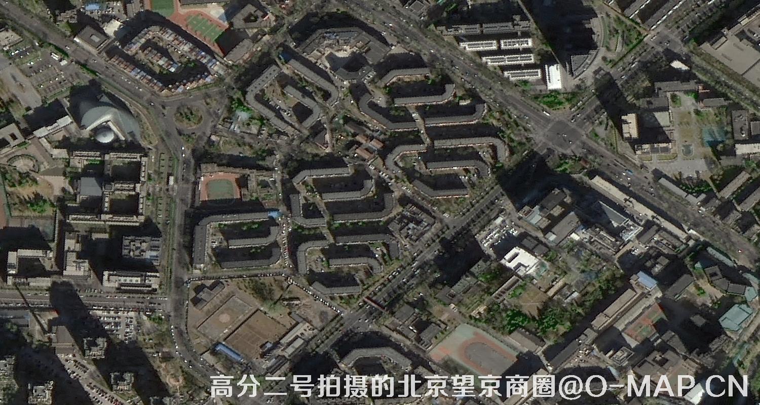 高分二号卫星拍摄的北京市望京商圈