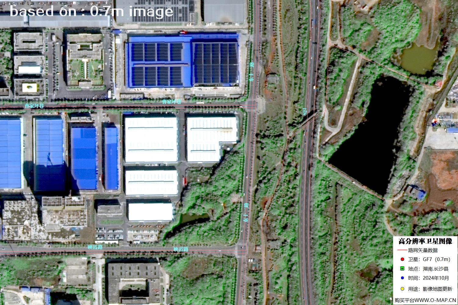 高分七号2024年10月份拍摄的湖南省长沙县卫星图像