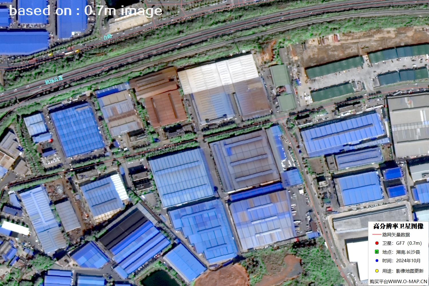高分七号2024年10月份拍摄的湖南省长沙县卫星图像