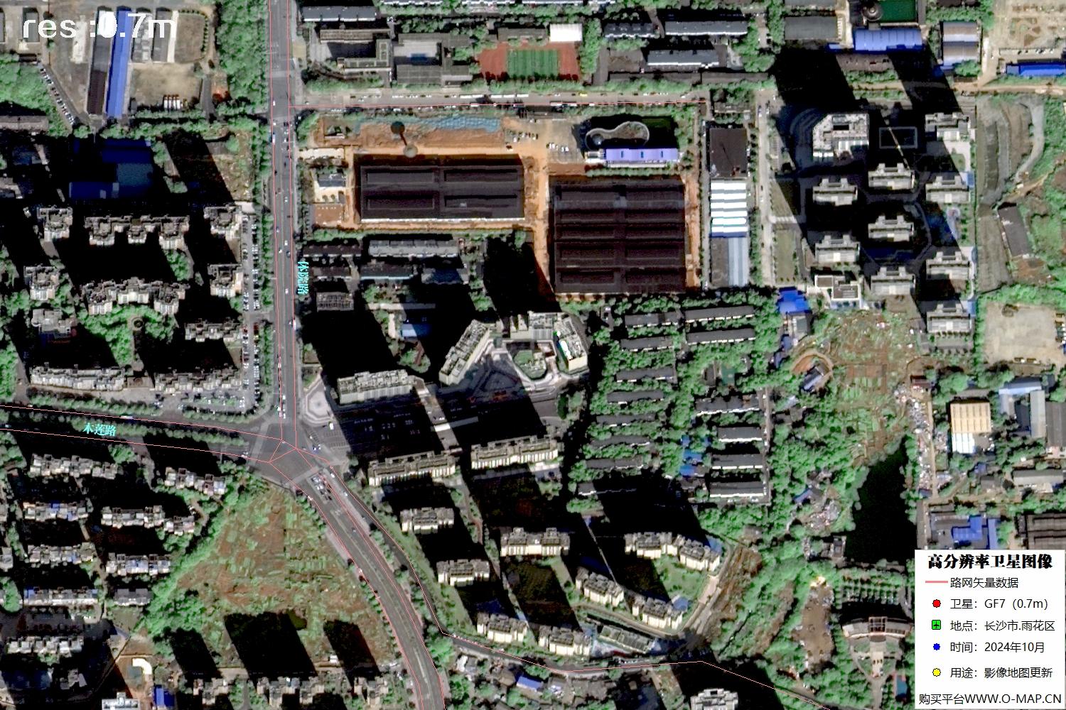 长沙市雨花区2024年10月份0.7米分辨率卫星图像