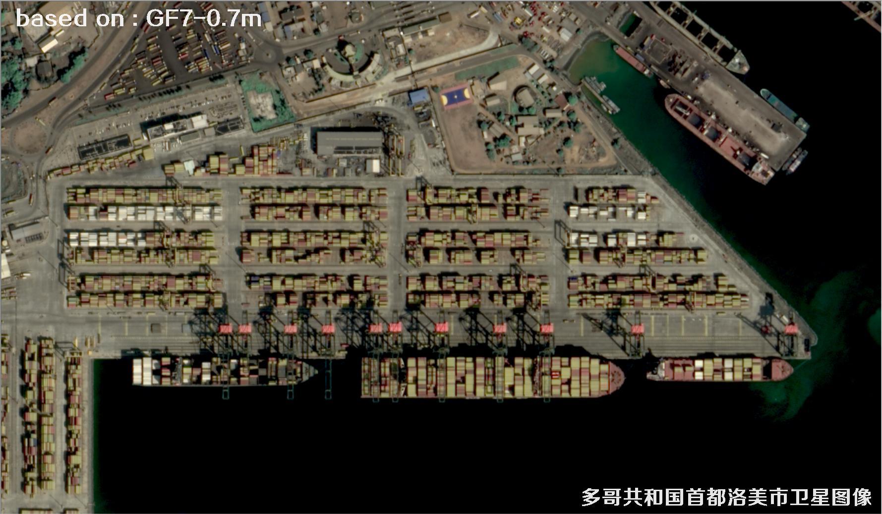 GF7高分七号卫星拍摄的多哈共和国洛美市卫星图像