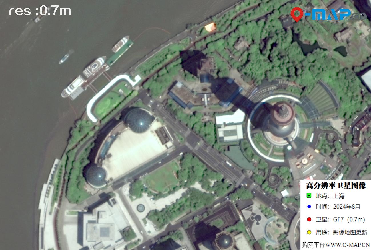 上海外滩2024年8月份0.7米分辨率GF7卫星图像