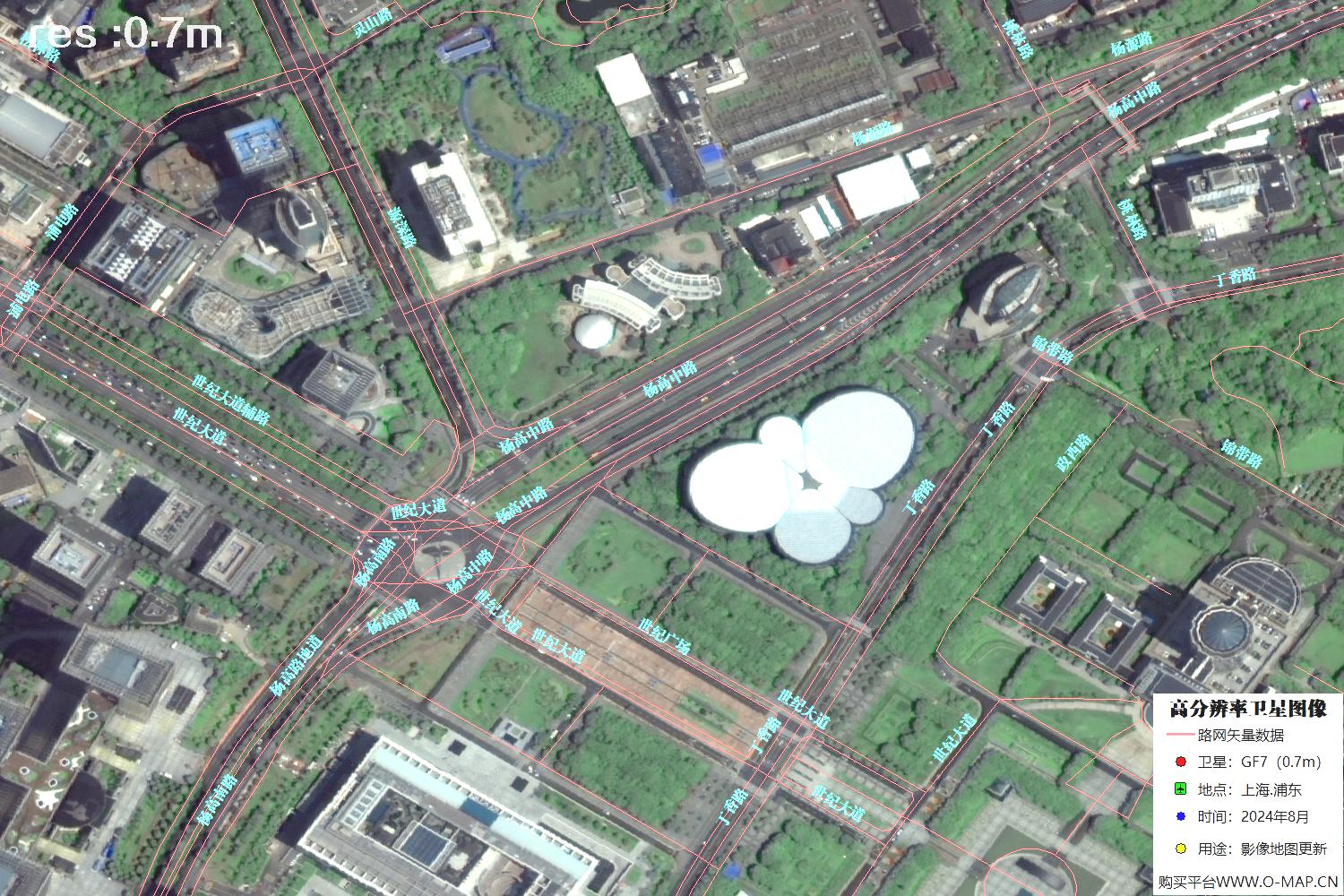 上海市浦东新区2024年0.7米分辨率卫星影像地图数据