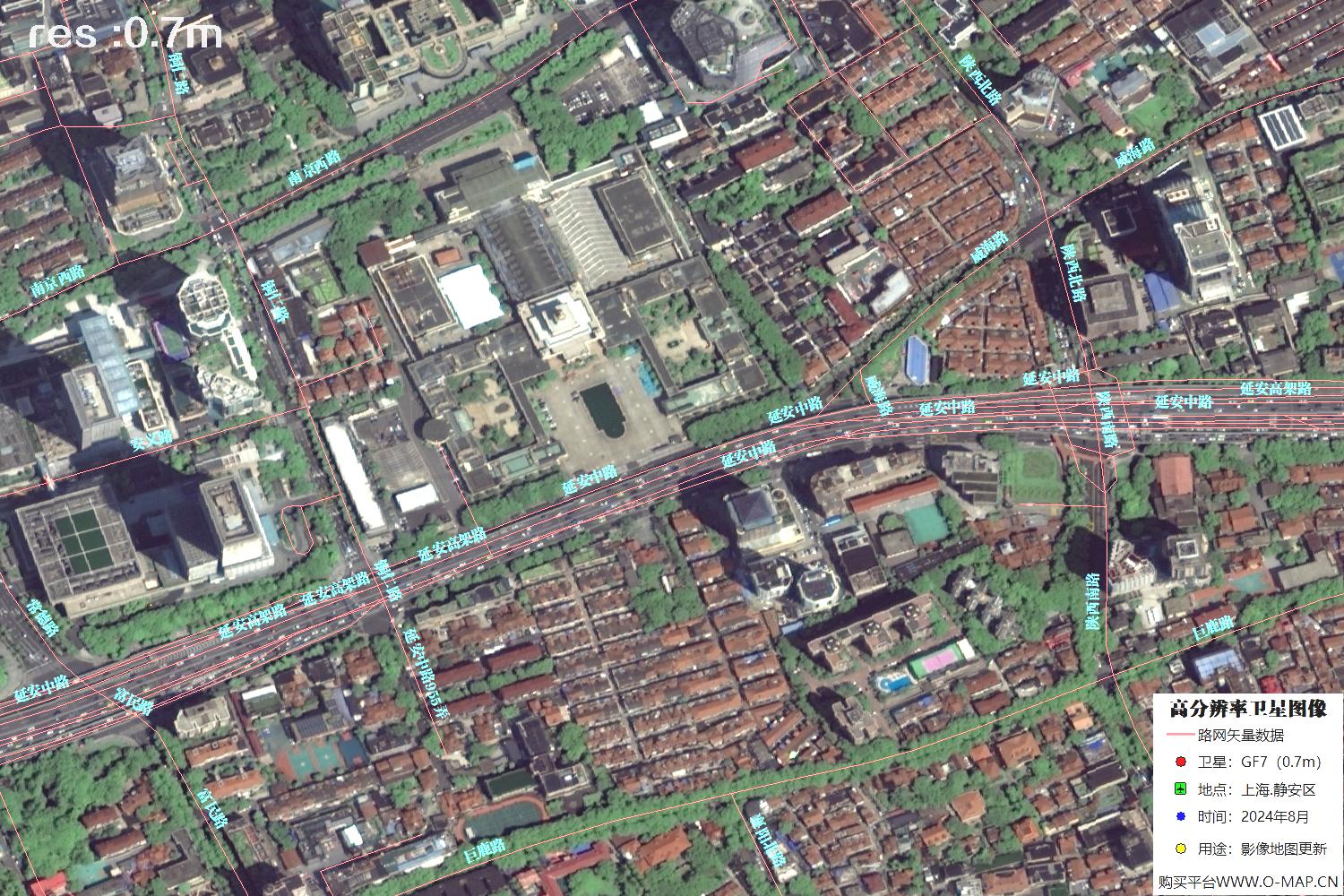 上海市静安区2024年0.7米分辨率卫星影像地图数据