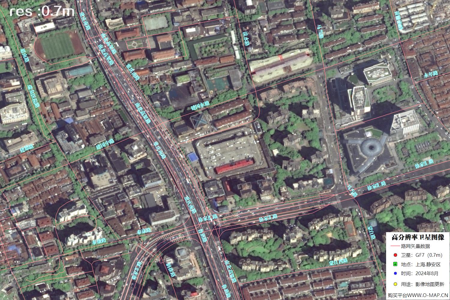 上海市静安区2024年0.7米分辨率卫星影像地图数据