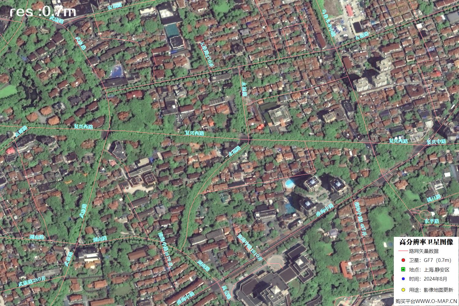 上海市静安区2024年0.7米分辨率卫星影像地图数据