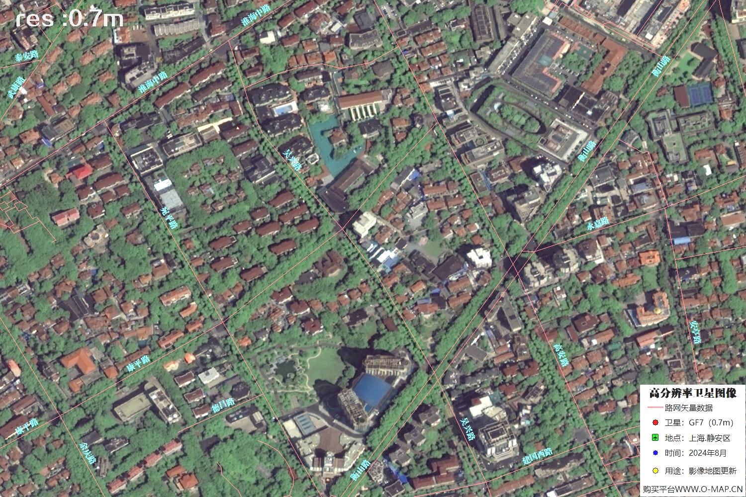 上海市静安区2024年0.7米分辨率卫星影像地图数据