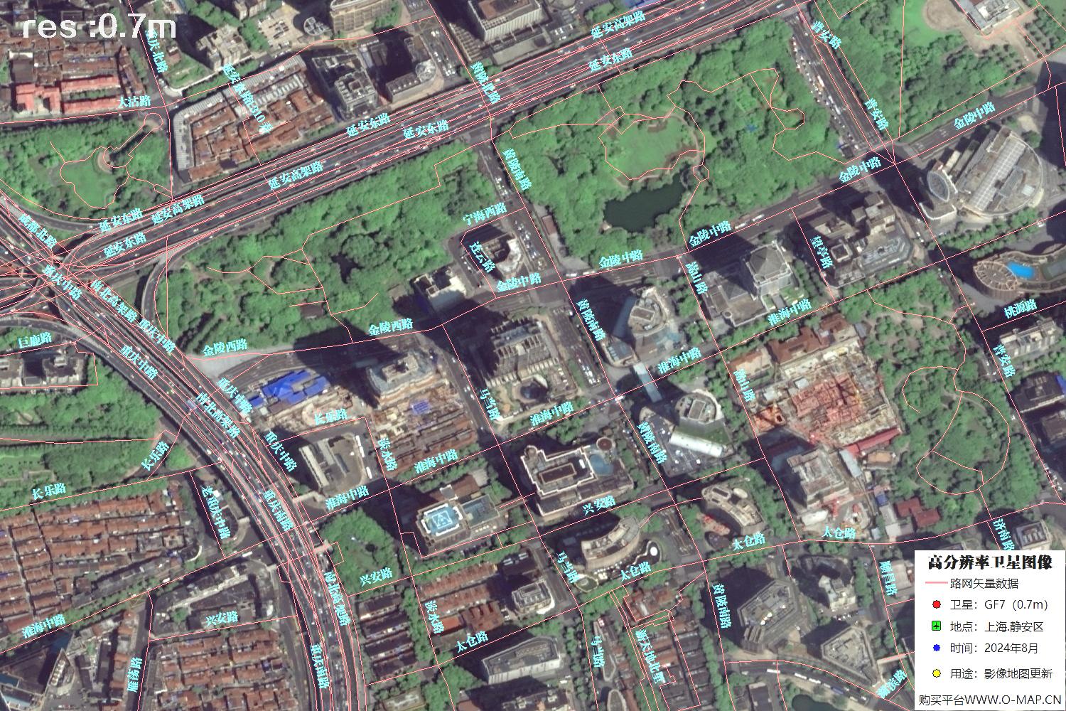 上海市静安区2024年0.7米分辨率卫星影像地图数据