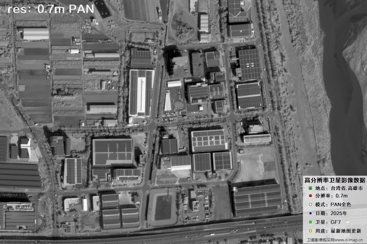 中国台湾省高雄市高分七号PAN全色影像数据