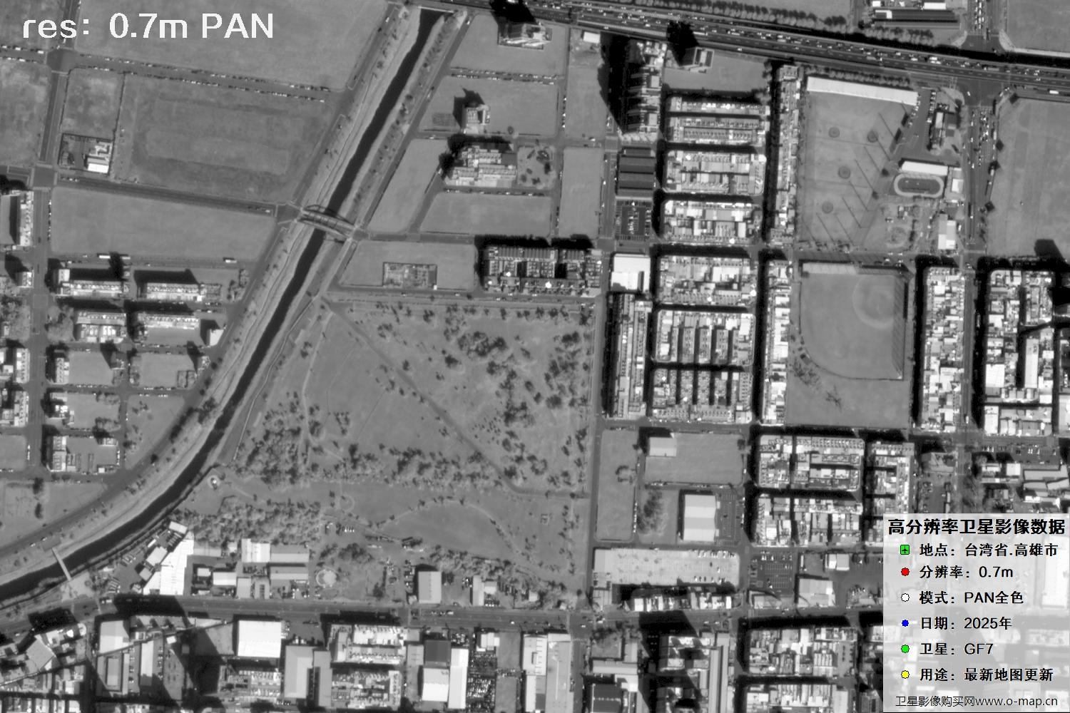 中国台湾省高雄市高分七号PAN全色影像数据
