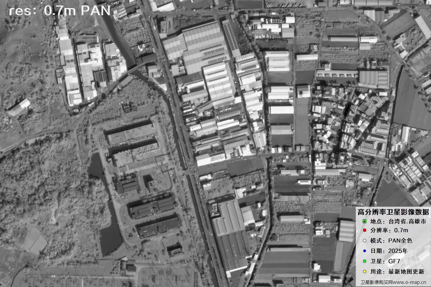 中国台湾省高雄市高分七号PAN全色影像数据