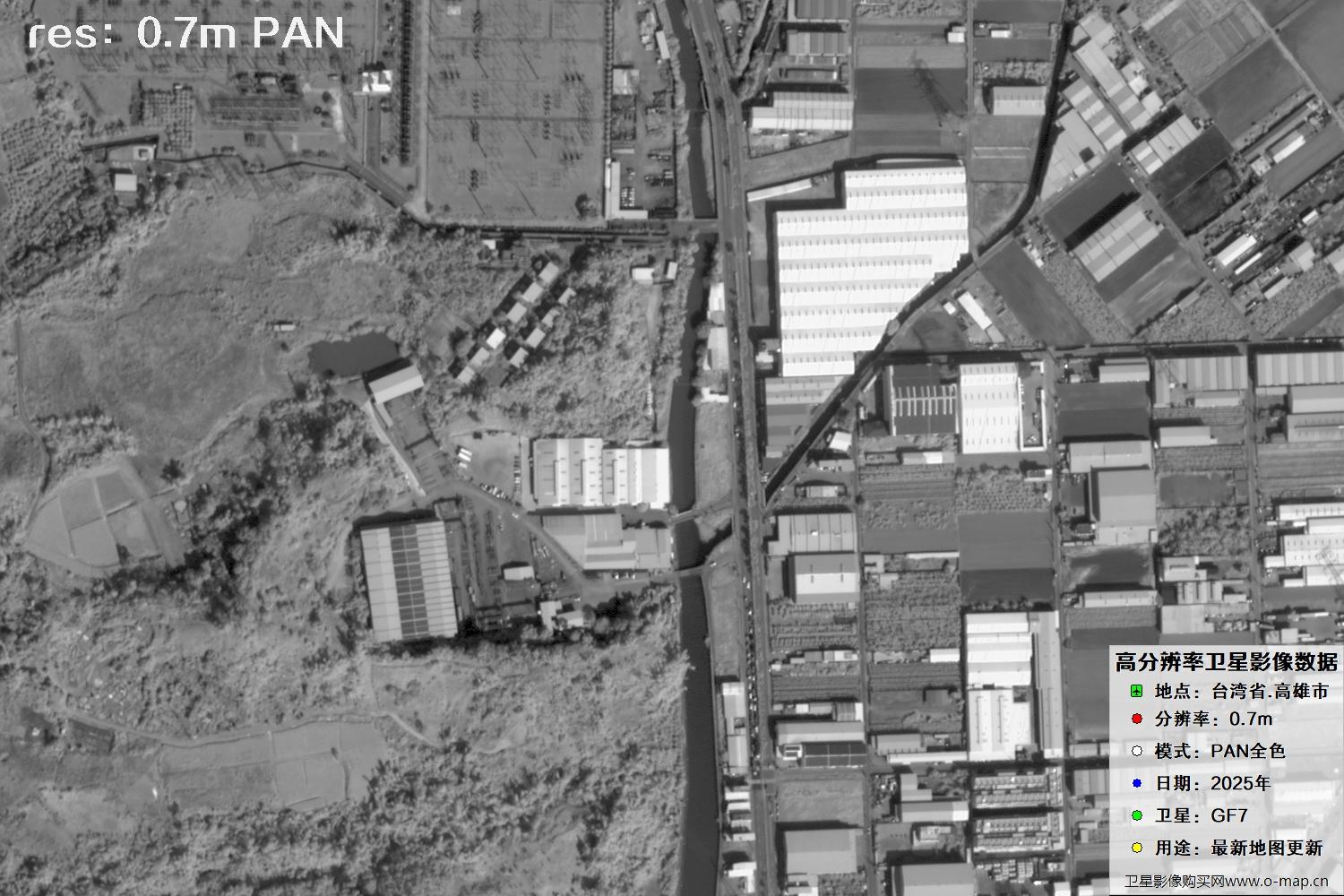中国台湾省高雄市高分七号PAN全色影像数据