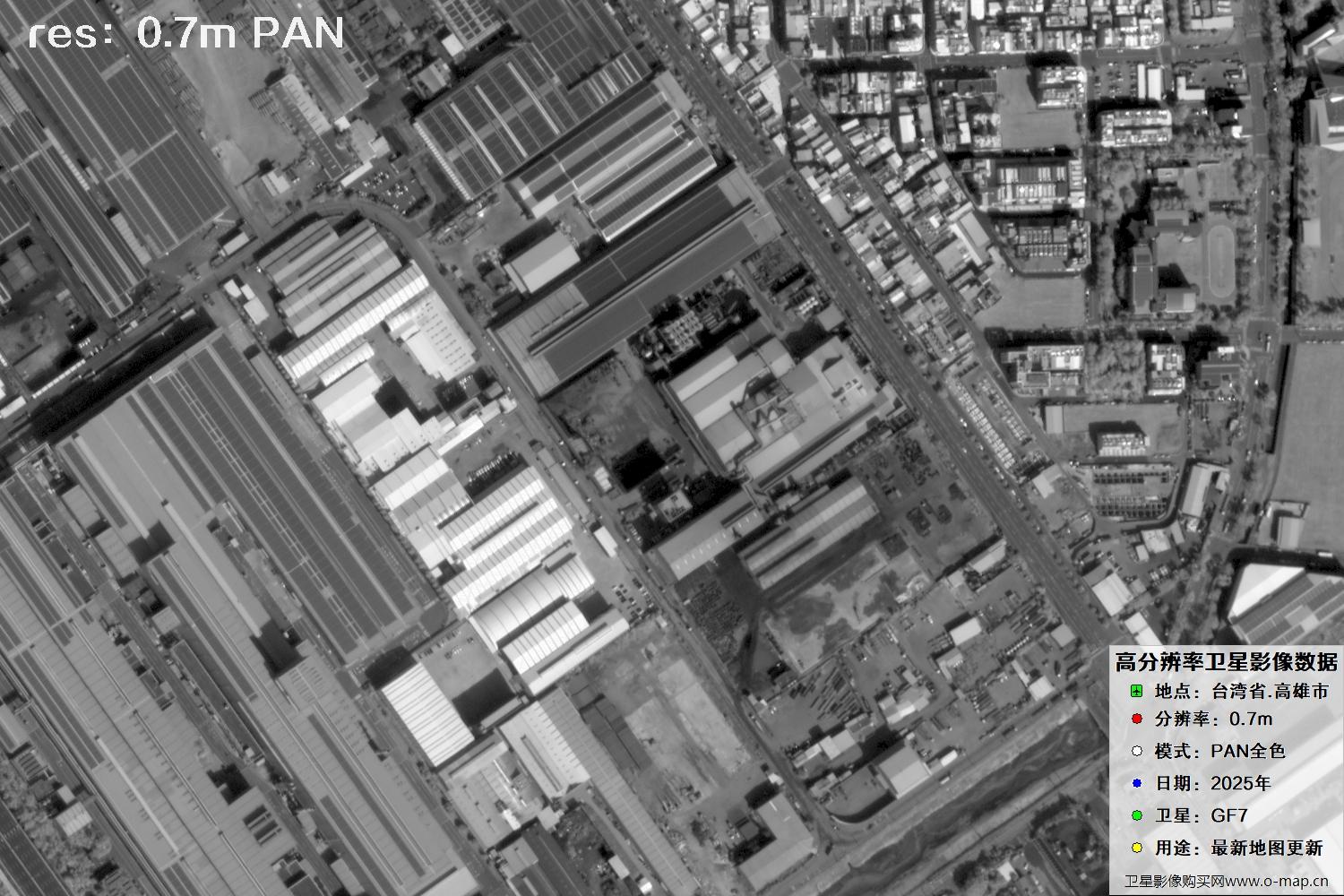 中国台湾省高雄市高分七号PAN全色影像数据