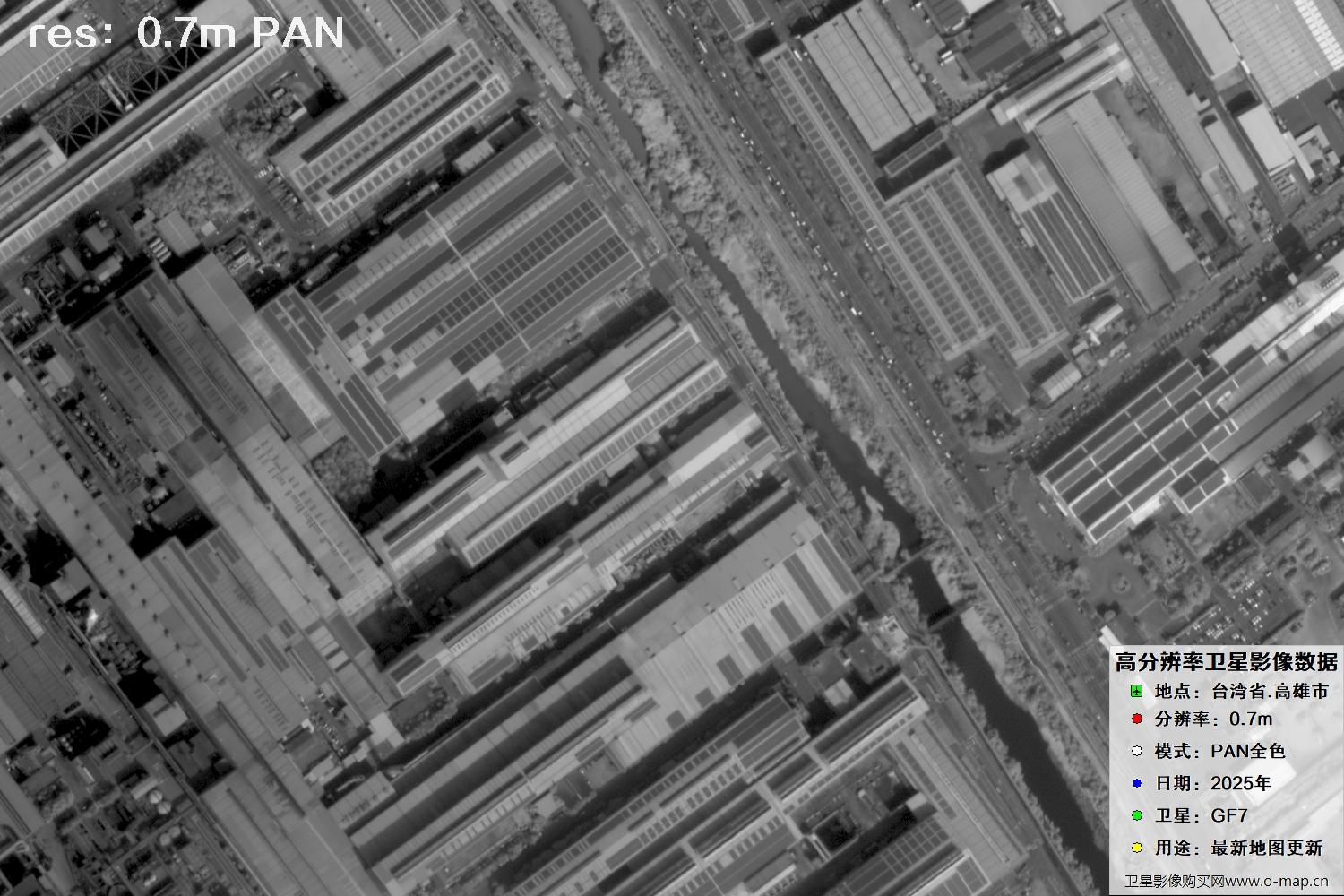 中国台湾省高雄市高分七号PAN全色影像数据