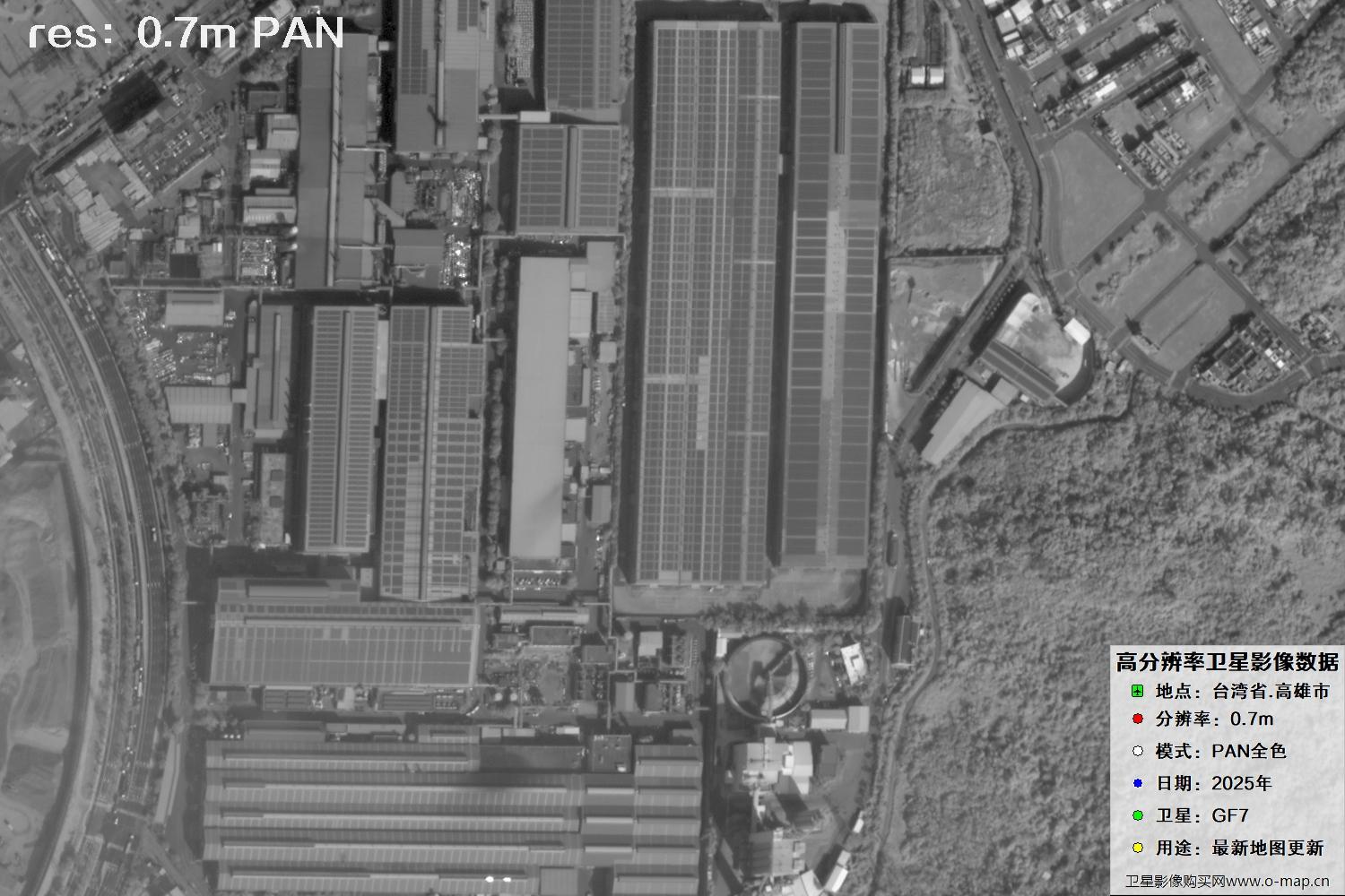中国台湾省高雄市高分七号PAN全色影像数据