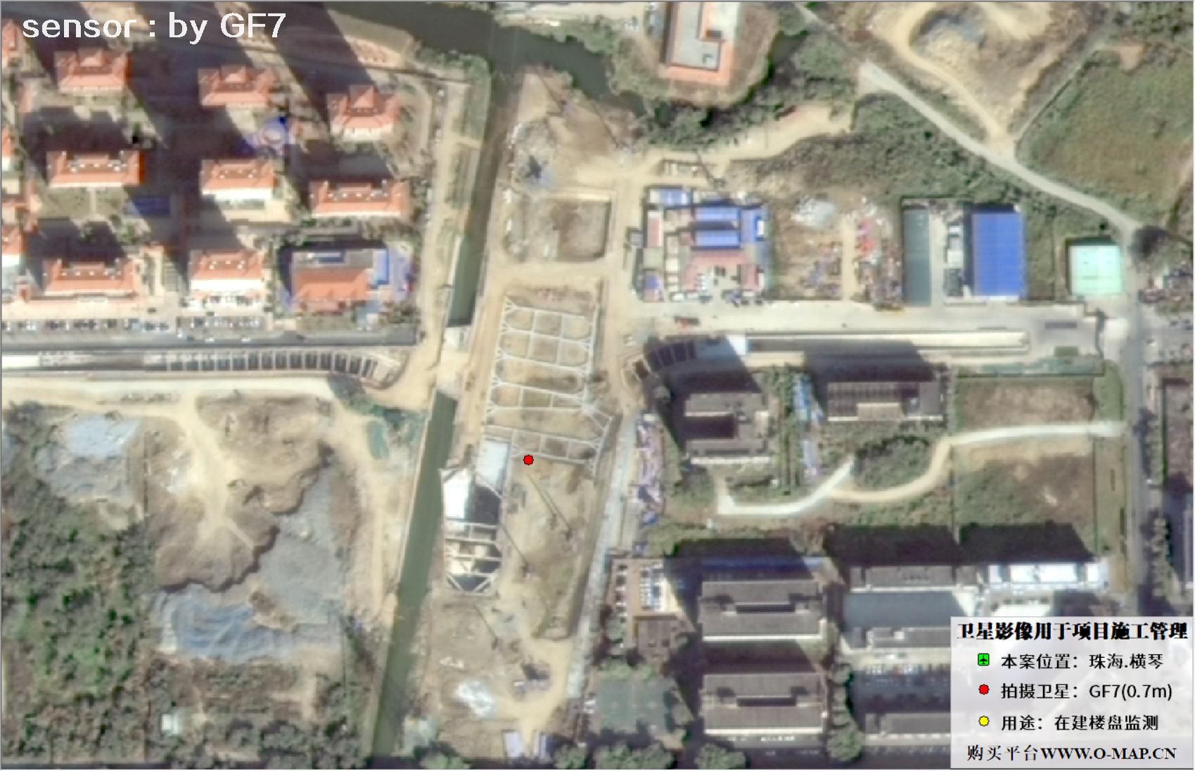 0.7米高分七号卫星2025年初拍摄的珠海在建楼盘卫星图像
