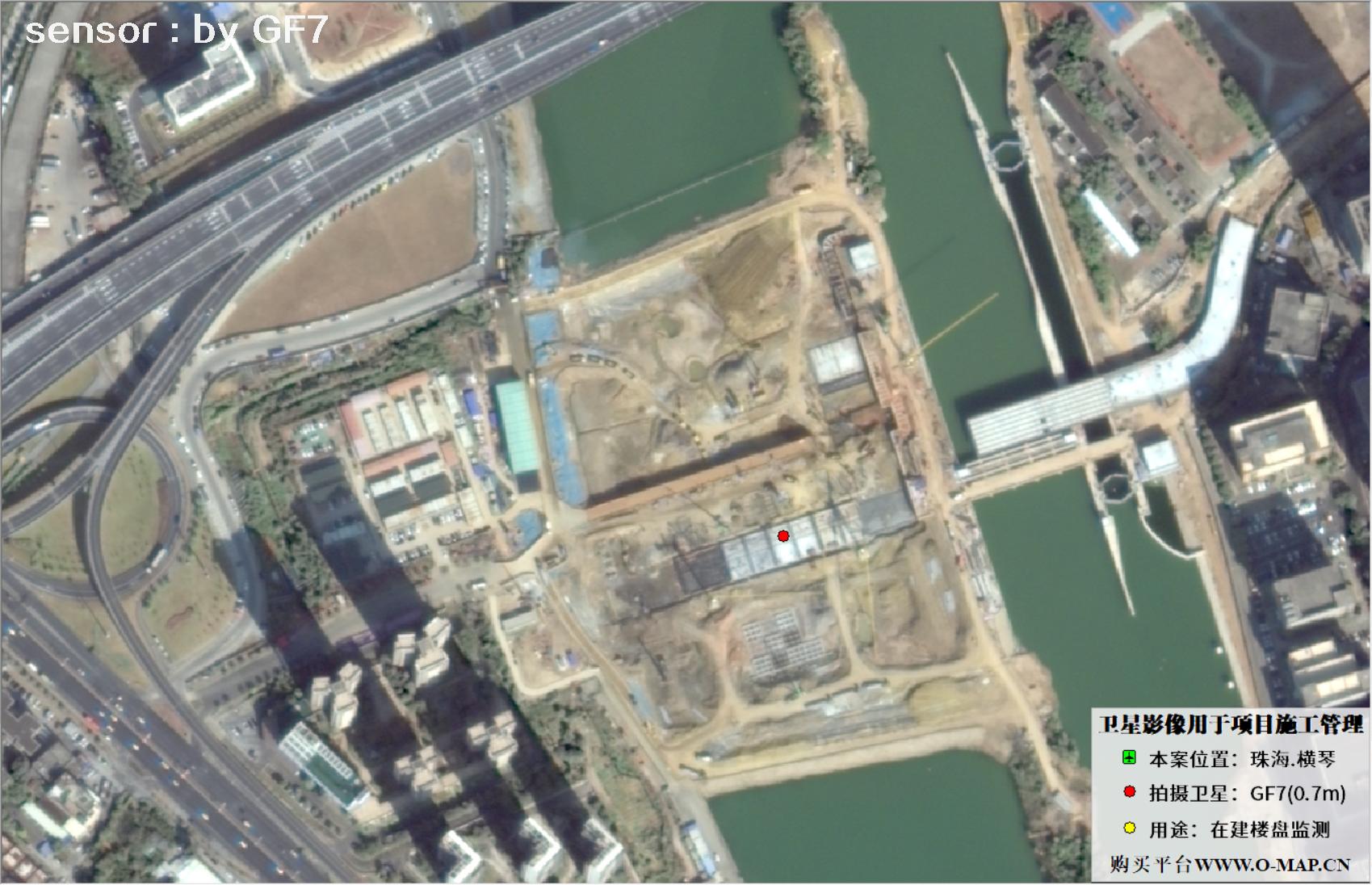 0.7米高分七号卫星2025年初拍摄的珠海在建楼盘卫星图像