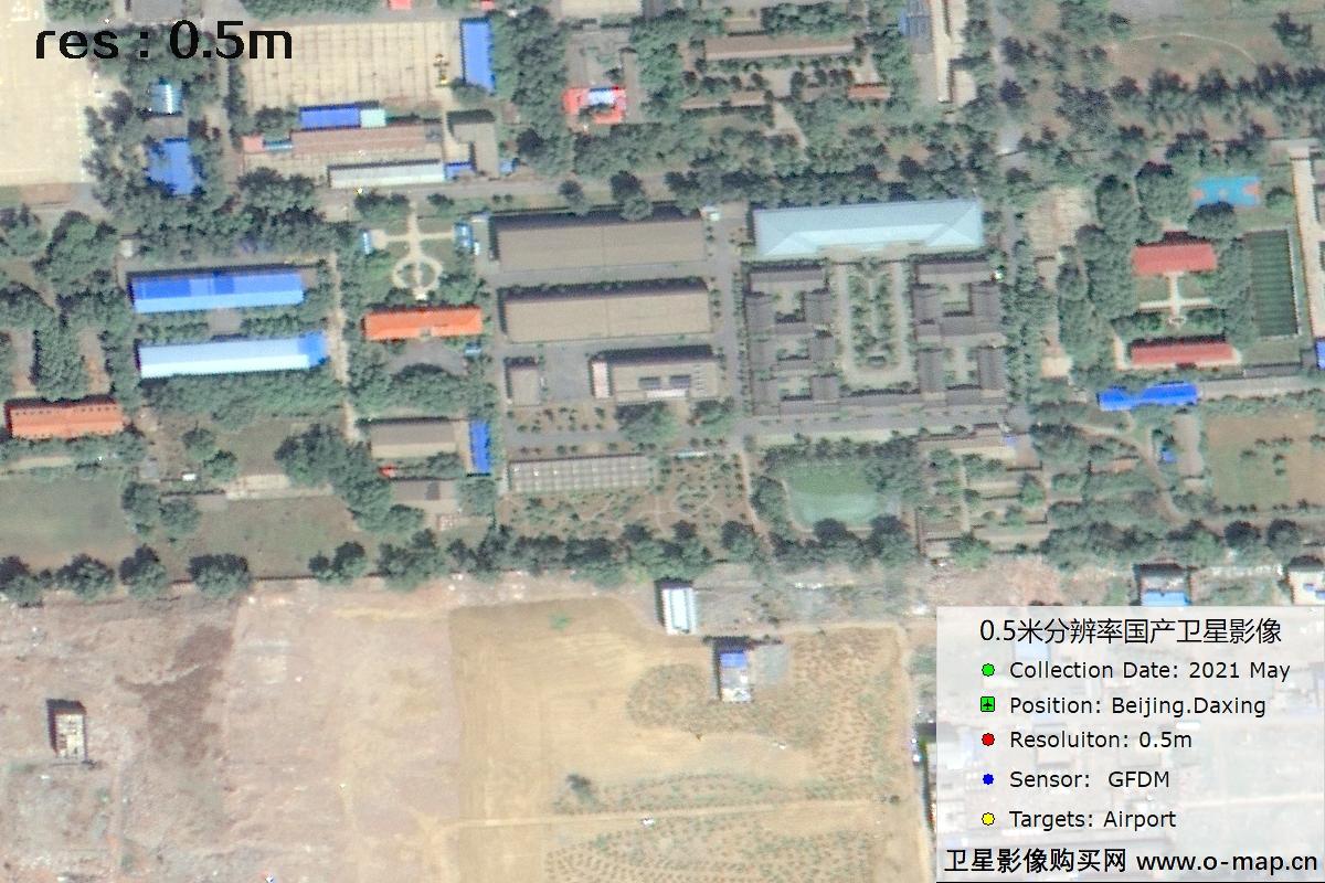 0.5米GFDM高分多模卫星拍摄的机场及周边影像图
