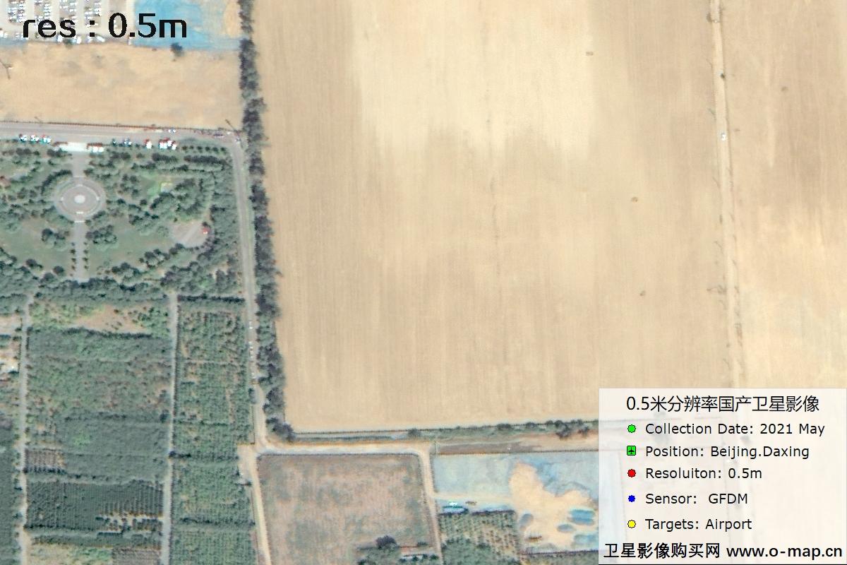 0.5米GFDM高分多模卫星拍摄的机场及周边影像图