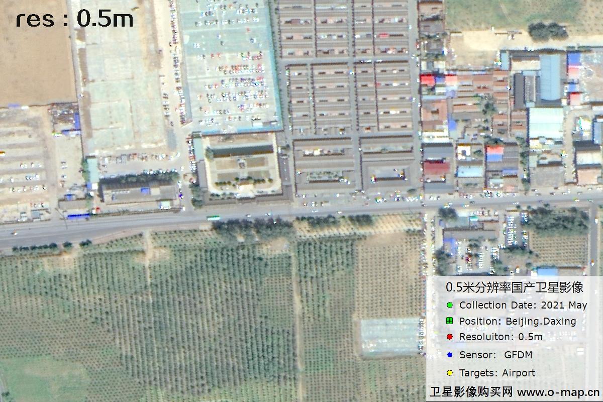 0.5米GFDM高分多模卫星拍摄的机场及周边影像图