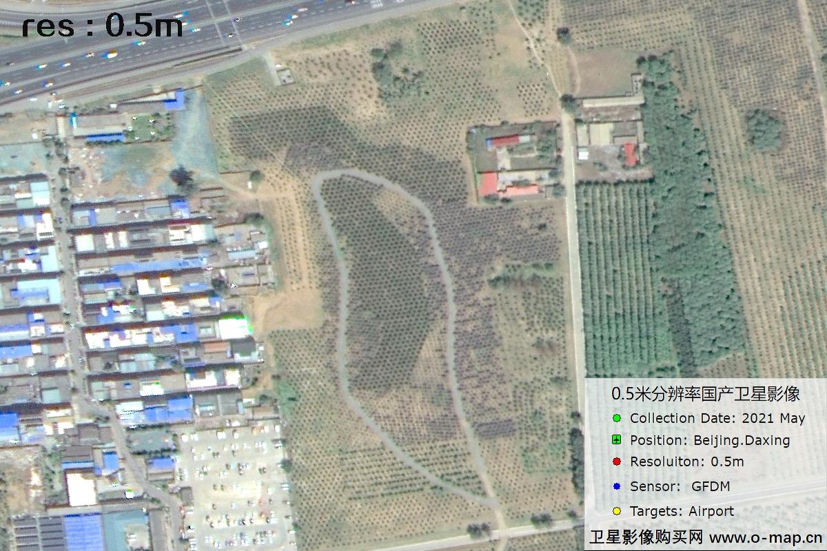 0.5米GFDM高分多模卫星拍摄的机场及周边影像图
