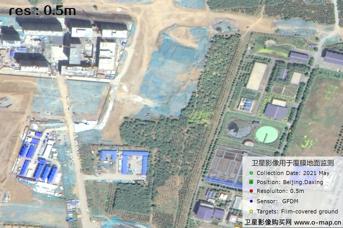 0.5米高分多模卫星拍摄的覆膜地面影像图