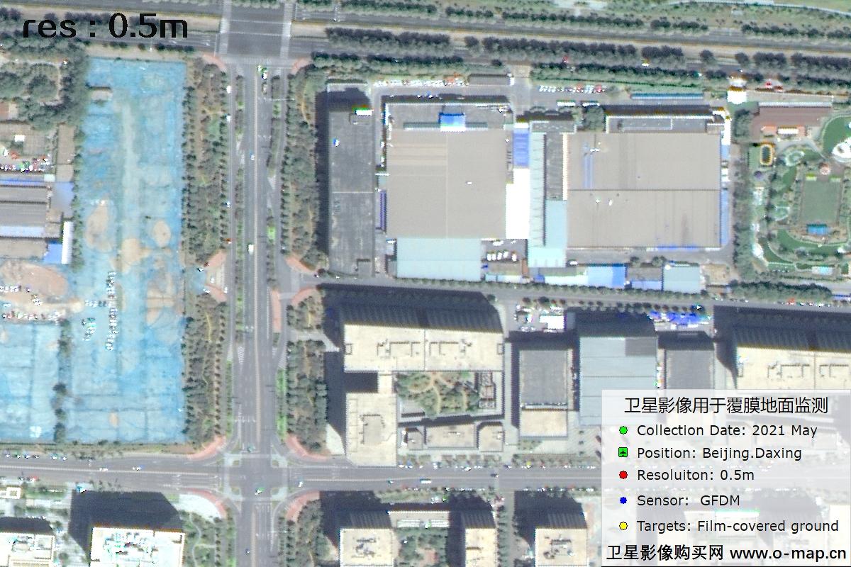 0.5米高分多模卫星拍摄的覆膜地面影像图